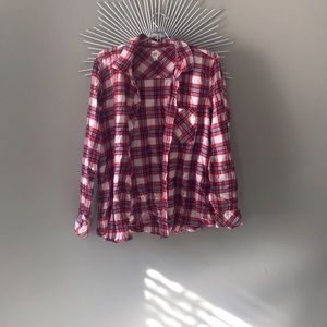 Gap red blue and yellow plaid flannel